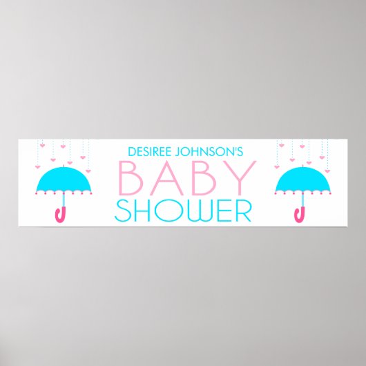 Roze en blauwe Baby shower Banner Poster (Voorkant)