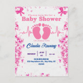 Roze en blauwe Baby shower Briefkaart (Voorkant)