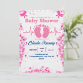 Roze en blauwe Baby shower Kaart (Staand voorkant)