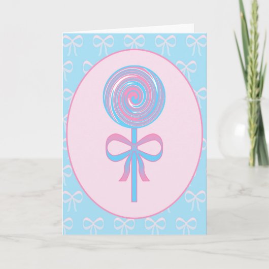 Roze en blauwe baby shower kaart (Voorkant)