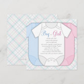Roze en blauwe Baby shower onthullen Kaart (Voorkant / Achterkant)