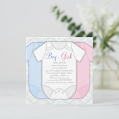 Roze en blauwe Baby shower onthullen Kaart (Staand voorkant)