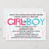 Roze en blauwe Baby shower onthullen Partij Kaart (Voorkant)