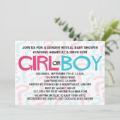 Roze en blauwe Baby shower onthullen Partij Kaart (Staand voorkant)