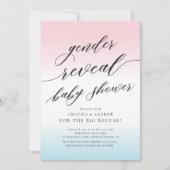 Roze en blauwe Baby shower onthullen uitnodiging (Voorkant)