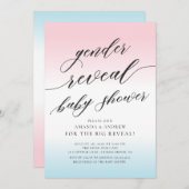 Roze en blauwe Baby shower onthullen uitnodiging (Voorkant / Achterkant)