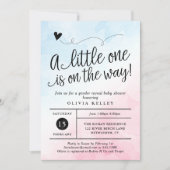 Roze en blauwe Baby shower onthullen uitnodiging (Voorkant)