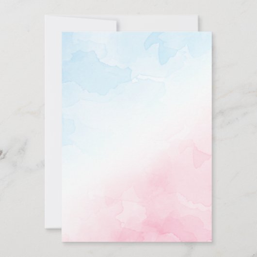 Roze en blauwe Baby shower onthullen uitnodiging (Achterkant)