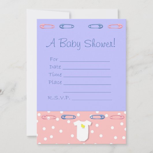 Roze en blauwe Baby shower uitnodiging (Voorkant)