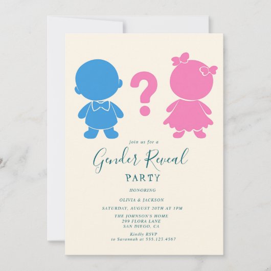 Roze en Blauwe baby silhouett Gender Reveal Party Kaart (Voorkant)