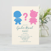 Roze en Blauwe baby silhouett Gender Reveal Party Kaart (Staand voorkant)
