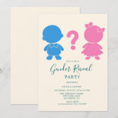 Roze en Blauwe baby silhouett Gender Reveal Party Kaart (Voorkant / Achterkant)