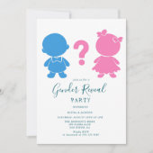 Roze en Blauwe baby silhouett Gender Reveal Party Kaart (Voorkant)