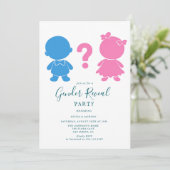 Roze en Blauwe baby silhouett Gender Reveal Party Kaart (Staand voorkant)