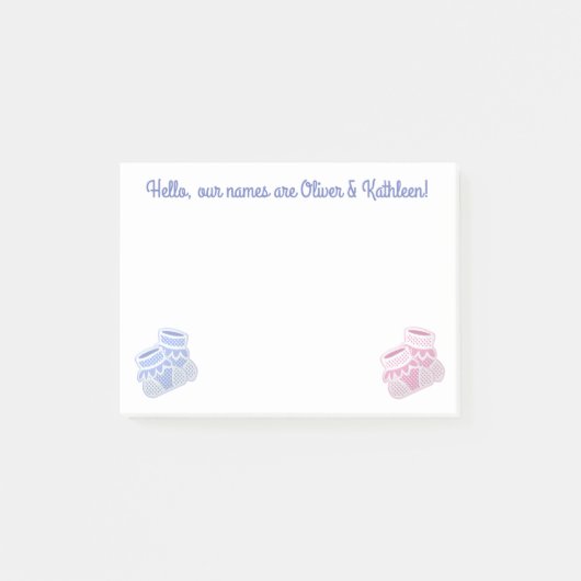 roze en blauwe baby sokken post-it® notes (Voorkant)