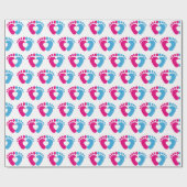 Roze en blauwe Baby voetafdruk Cadeaupapier (Vlak)