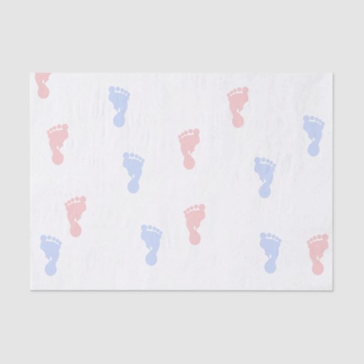 Roze en blauwe Baby voetafdrukken 10 lb-papier voo Tissuepapier (Voorkant)