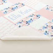 Roze en blauwe Baby Waterverf Kinder ventilator Sherpa Deken (3/4)