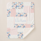 Roze en blauwe Baby Waterverf Kinder ventilator Sherpa Deken (Voorkant)