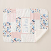 Roze en blauwe Baby Waterverf Kinder ventilator Sherpa Deken (Voorkant (horizontaal))