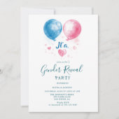 Roze en blauwe ballonnen Gender Reveal Party Kaart (Voorkant)