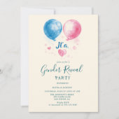 Roze en blauwe ballonnen Gender Reveal Party Kaart (Voorkant)