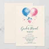 Roze en blauwe ballonnen Gender Reveal Party Kaart (Voorkant / Achterkant)