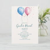 Roze en blauwe ballonnen Genderpartij Kaart (Staand voorkant)