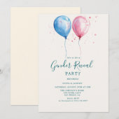 Roze en blauwe ballonnen Genderpartij Kaart (Voorkant / Achterkant)