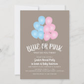 Roze en blauwe ballonnen Genderpartij Kaart (Voorkant)