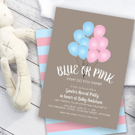 Roze en blauwe ballonnen Genderpartij Kaart