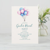 Roze en blauwe ballonnen Genderpartij Kaart (Staand voorkant)