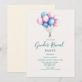 Roze en blauwe ballonnen Genderpartij Kaart (Voorkant / Achterkant)