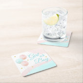 Roze en blauwe ballonnen jongen of meisje kartonnen onderzetters (Insitu)