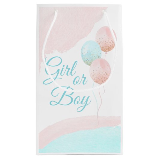 Roze en blauwe ballonnen jongen of meisje klein cadeauzakje (Achterkant)