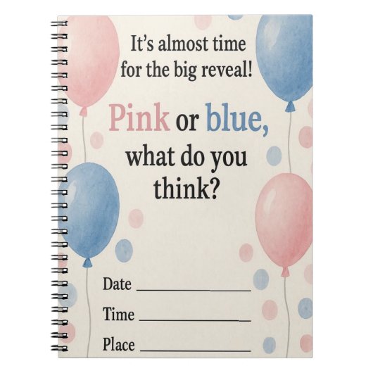 "Roze en Blauwe Ballonnen Notitieboek  (Voorkant)