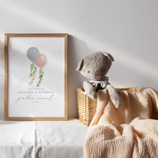 Roze en blauwe ballonnen poster