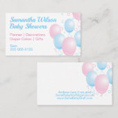 Roze en blauwe ballonnen visitekaartje (Voorkant / Achterkant)