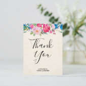  roze en blauwe Bedankt voor het grenshuwelijk Briefkaart (Staand voorkant)