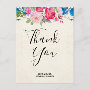 roze en blauwe Bedankt voor het grenshuwelijk Briefkaart