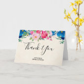  roze en blauwe Bedankt voor het grenshuwelijk Kaart (Gele Bloem)