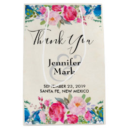  roze en blauwe Bedankt voor het grenshuwelijk Medium Cadeauzakje