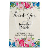 roze en blauwe Bedankt voor het grenshuwelijk Medium Cadeauzakje (Achterkant)