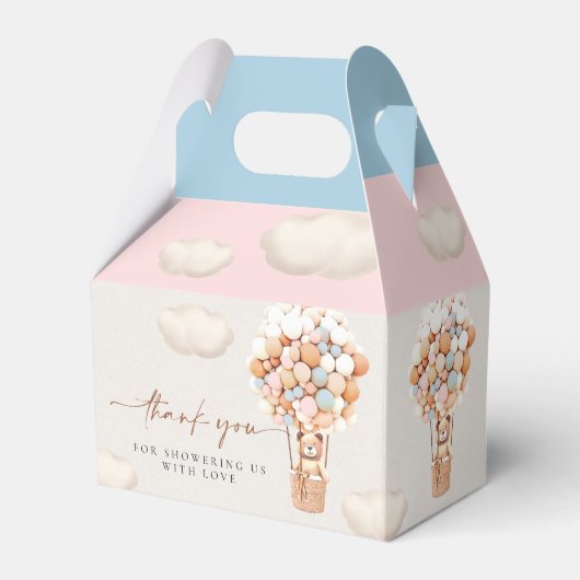 Roze en blauwe Beer ballonnen voor draagtas Bedankdoosjes (Voorkant Zijde)