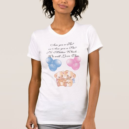 Roze en blauwe Beren die T-shirt verwachten (Voorkant)