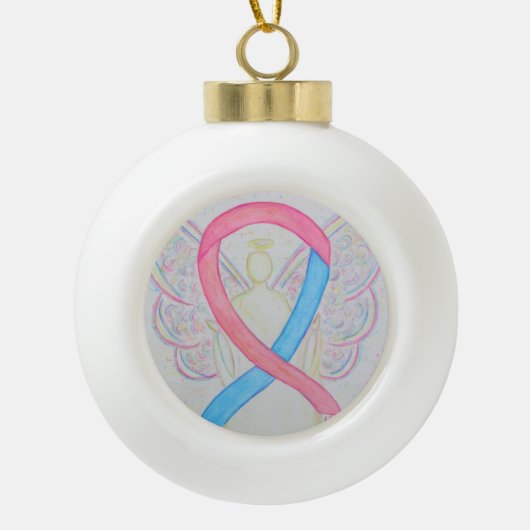 Roze en Blauwe Bewustheid Guardian Angel Ornament (Voorkant)