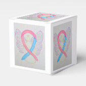 Roze en Blauwe Bewustheid Ribbon Angel Favor Box Bedankdoosjes (Voorkant Zijde)