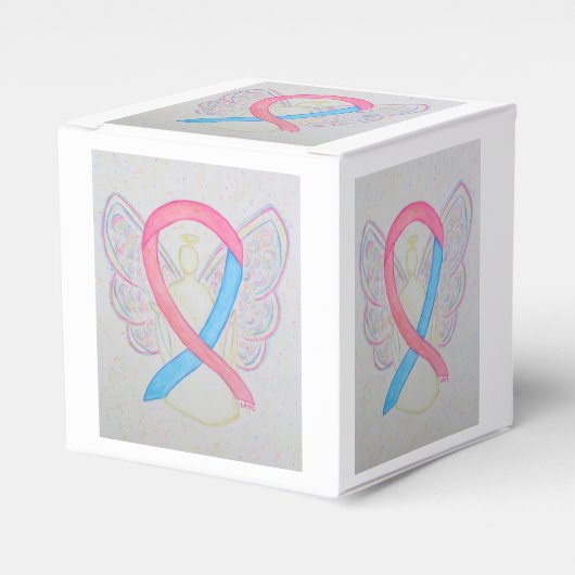 Roze en Blauwe Bewustheid Ribbon Angel Favor Box Bedankdoosjes (Voorkant Zijde)