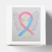 Roze en Blauwe Bewustheid Ribbon Angel Favor Box Bedankdoosjes (Bovenkant)