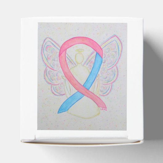 Roze en Blauwe Bewustheid Ribbon Angel Favor Box Bedankdoosjes (Bovenkant)